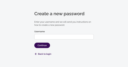 Client login create new password screen